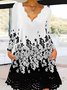 Femmes Floral Noir Col V Confortable Robe Mi-Longue Décontracté