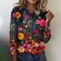 T-shirts Rétro Printemps / Automne Plaid Coton Quotidien Coupe Régulière Col Rond Régulier Régulier pour Femmes