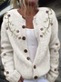 Cardigans Femmes Décontracté Floral Printemps / Automne Col Montant Micro-élasticité Quotidien Ample Laine/Tricot Trapèze