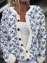 Cardigans Décontracté Floral Printemps / Automne Col Montant Micro-élasticité Quotidien Manches Longues Laine/Tricot Régulier pour Femmes