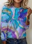 T-shirts Décontracté Abstrait Printemps / Automne Polyester Quotidien Meilleure vente Manches Longues Régulier Régulier pour Femmes