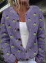 Cardigans Décontracté Floral Printemps / Automne Col Montant Micro-élasticité Quotidien Ample Laine/Tricot Régulier pour Femmes