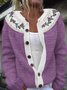 Cardigans Femmes Décontracté Floral Printemps / Automne Col Montant Micro-élasticité Ample Manches Longues Laine/Tricot Trapèze