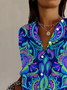 Chemises Femmes Décontracté Ethnique Printemps / Automne Polyester Aucune élasticité Manches Longues Régulier Col de Chemise T.-N.-L.
