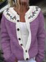 Cardigans Femmes Décontracté Floral Printemps / Automne Col Montant Micro-élasticité Ample Manches Longues Laine/Tricot Trapèze