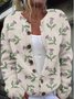 Cardigans Décontracté Floral Printemps / Automne Col Montant Micro-élasticité Quotidien Ample Régulier Régulier pour Femmes