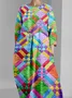 Femmes Plaid Comme Image Col Rond Confortable Robe Maxi Rétro
