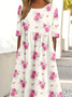 Femmes impression en 3D Comme Image Col Rond Confortable Robe Maxi Rétro