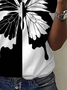 T-shirts Décontracté Été Papillon Aucune élasticité Quotidien Ample Jersey Droit Régulier pour Femmes