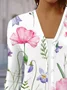Élasticité moyenne Col V Manches trois quarts Régulier Floral Kimono pour Femmes