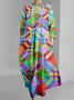 Femmes Plaid Comme Image Col Rond Confortable Robe Maxi Rétro