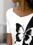 T-shirts Décontracté Été Papillon Quotidien Ample Manches Courtes Régulier Droit T.-N.-L. pour Femmes