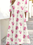 Femmes impression en 3D Comme Image Col Rond Confortable Robe Maxi Rétro