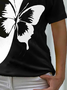 T-shirts Décontracté Été Papillon Quotidien Ample Manches Courtes Régulier Droit T.-N.-L. pour Femmes