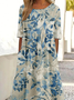 Femmes impression en 3D Comme Image Col Rond Confortable Robe Maxi Rétro