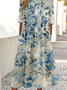 Femmes impression en 3D Comme Image Col Rond Confortable Robe Maxi Rétro