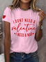T-shirts Femmes Décontracté Été Lettres de texte Micro-élasticité Ample Jersey Manches Courtes Col Rond Régulier