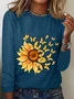 Chemisiers1 Femmes Décontracté Floral Printemps / Automne Ample Meilleure vente Manches Longues en Mélangé de Coton Régulier Droit