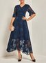 Femmes Plain Bleu Foncé Col V Confortable Robe Maxi Décontracté