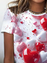 T-shirts Décontracté Été Coeur/cordé Quotidien Ample Col Rond Régulier Droit Régulier pour Femmes