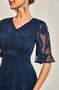 Femmes Plain Bleu Foncé Col V Confortable Robe Maxi Décontracté