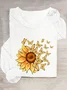 Chemisiers1 Femmes Décontracté Floral Printemps / Automne Ample Meilleure vente Manches Longues en Mélangé de Coton Régulier Droit