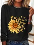 Chemisiers1 Femmes Décontracté Floral Printemps / Automne Ample Meilleure vente Manches Longues en Mélangé de Coton Régulier Droit