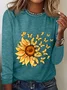 Chemisiers1 Femmes Décontracté Floral Printemps / Automne Ample Meilleure vente Manches Longues en Mélangé de Coton Régulier Droit