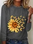 Chemisiers1 Femmes Décontracté Floral Printemps / Automne Ample Meilleure vente Manches Longues en Mélangé de Coton Régulier Droit