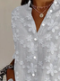 Chemises Décontracté Floral Printemps / Automne Manches Longues Régulier Droit Boucle Régulier Col de Chemise pour Femmes