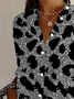 Chemises Femmes Décontracté Printemps / Automne Motif Léopard Aucune élasticité Manches Longues Droit Boucle Col de Chemise T.-N.-L.