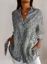 Chemises Géométrique Décontracté Printemps / Automne Polyester Micro-élasticité Coupe Régulière Manches Longues Trapèze Col de Chemise pour Femmes