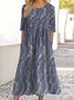 Femmes Floral Noir Col Rond Confortable Robe Maxi Décontracté