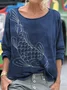 T-shirts Femmes Décontracté Printemps / Automne Plaid Coton Coupe Régulière Manches Longues Col Rond Régulier Régulier