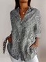 Chemises Géométrique Décontracté Printemps / Automne Polyester Micro-élasticité Coupe Régulière Manches Longues Trapèze Col de Chemise pour Femmes