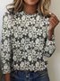 T-shirts Femmes Rétro Printemps / Automne Plaid Polyester Quotidien Col Rond Régulier Trapèze Régulier
