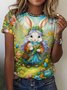 T-shirts Décontracté Imprimé d'Animal Été Polyester Micro-élasticité Vacances Coupe Régulière Régulier Trapèze pour Femmes