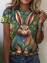 T-shirts Décontracté Imprimé d'Animal Été Polyester Coupe Régulière Manches Courtes Col Rond Trapèze Régulier pour Femmes