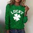 T-shirts Femmes Rétro Printemps / Automne Plaid Polyester Micro-élasticité Coupe Régulière Manches Longues Col Rond Régulier