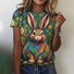 T-shirts Décontracté Imprimé d'Animal Été Polyester Coupe Régulière Manches Courtes Col Rond Trapèze Régulier pour Femmes