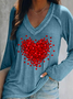 T-shirts Décontracté Printemps / Automne Lettres de texte Coton Col V Manches Longues Régulier Droit Régulier pour Femmes
