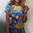 T-shirts Géométrique Rétro Été Polyester Micro-élasticité Coupe Régulière Manches Courtes Régulier Régulier pour Femmes