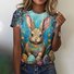 T-shirts Décontracté Imprimé d'Animal Été Polyester Coupe Régulière Manches Courtes Col Rond Trapèze Régulier pour Femmes