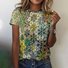T-shirts Rétro Floral Été Coton Quotidien Coupe Régulière Manches Courtes Régulier Régulier pour Femmes