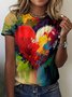 T-shirts Géométrique Rétro Été Polyester Micro-élasticité Coupe Régulière Manches Courtes Régulier Régulier pour Femmes