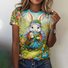 T-shirts Décontracté Imprimé d'Animal Été Polyester Micro-élasticité Vacances Coupe Régulière Régulier Trapèze pour Femmes