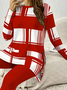 Deux Pièces Ensembles Femmes Décontracté Printemps / Automne Plaid Imprimé Naturel Quotidien Manches Longues Col Rond Top Avec Pantalons