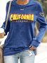Sweat-shirts Rétro Printemps / Automne Lettres de texte Coton Micro-élasticité Quotidien Coupe Régulière Manches Longues Régulier pour Femmes
