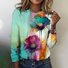 T-shirts Rétro Floral Printemps / Automne Polyester Quotidien Coupe Régulière Col Rond Régulier Trapèze pour Femmes