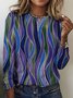 T-shirts Géométrique Décontracté Printemps / Automne Polyester Quotidien Coupe Régulière Manches Longues Trapèze Régulier pour Femmes